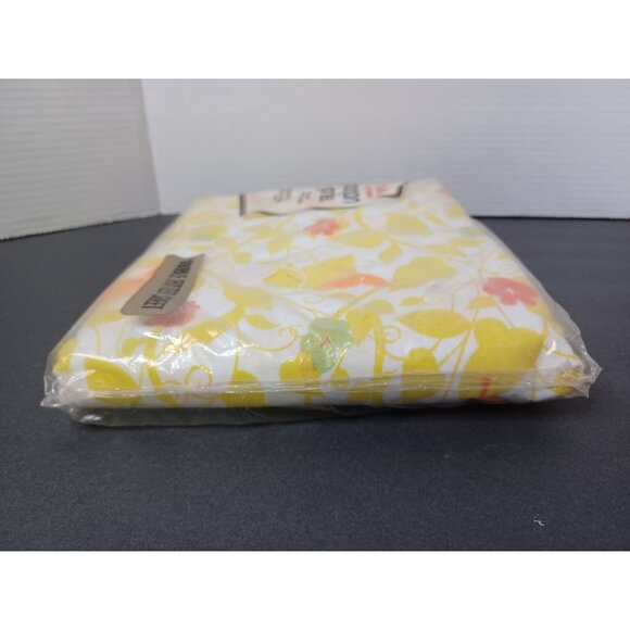 Vintage Morgan Jones double fitted sheet yellow and orange floral and butterfly - Picture 4 of 8